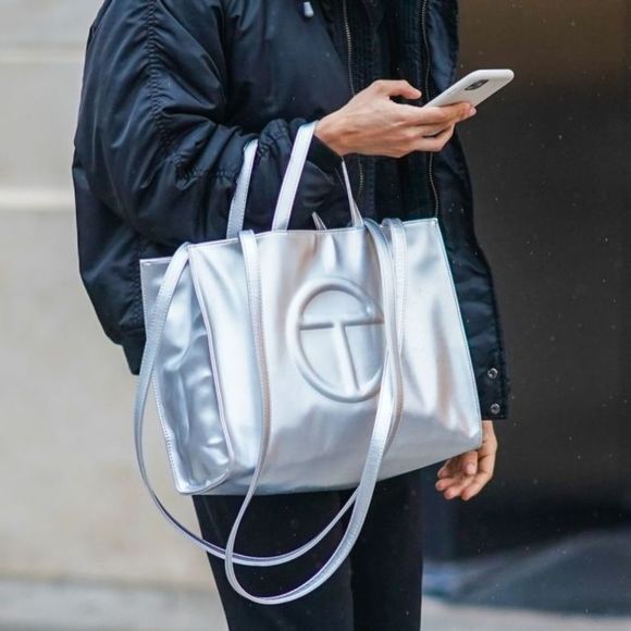 *NWT* TELFAR Large Vegan Metallic Silver "Bushwick Birkin" SOLD OUT RETAIL - Picture 1 of 12